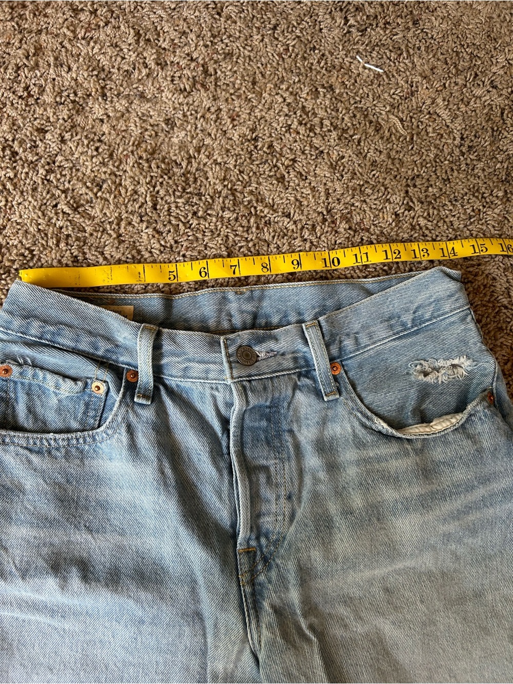 Levi's Light Blue Distressed Cutoff Jean Shorts - Picture 7 of 8